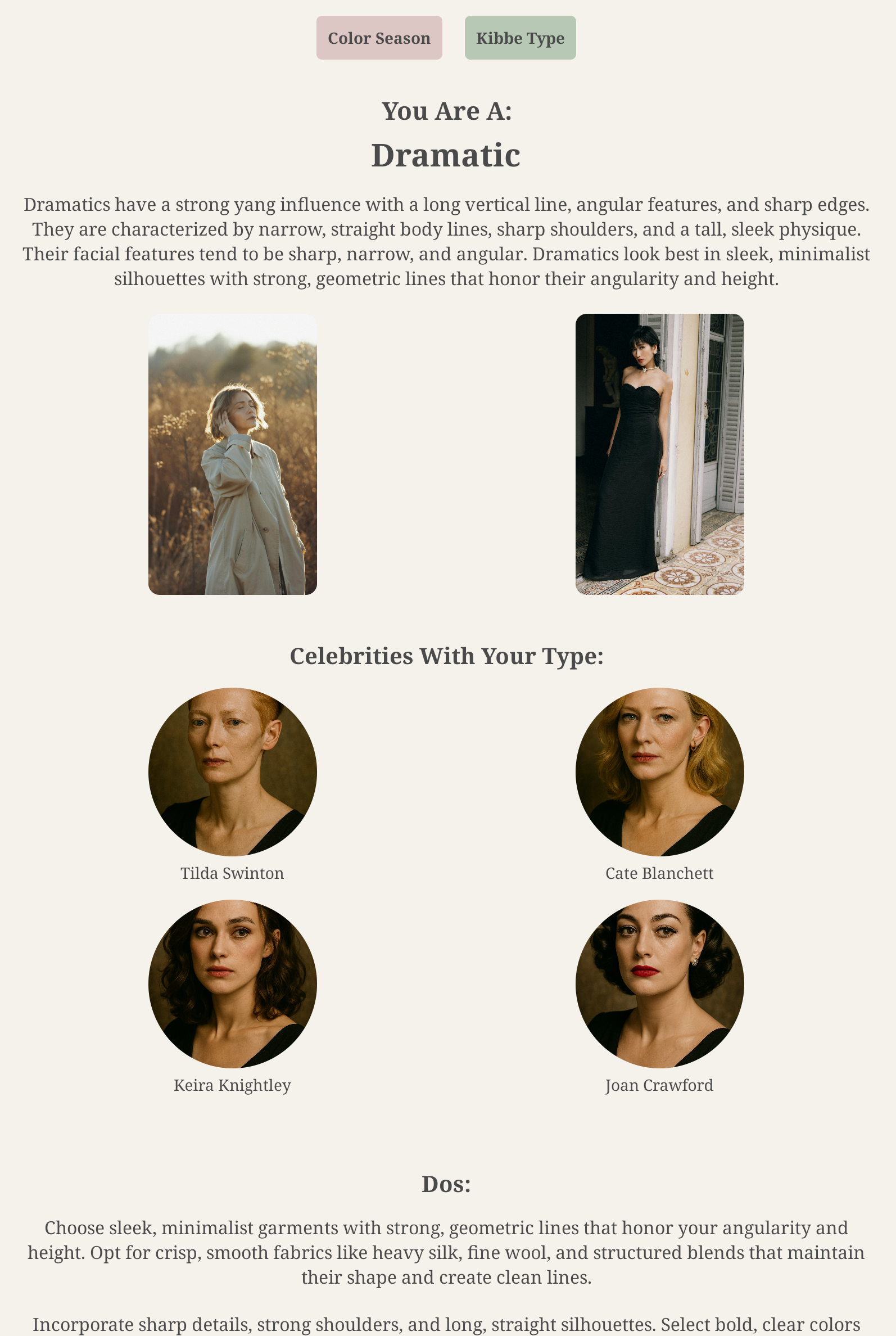 Kibbe Body Type Analysis
